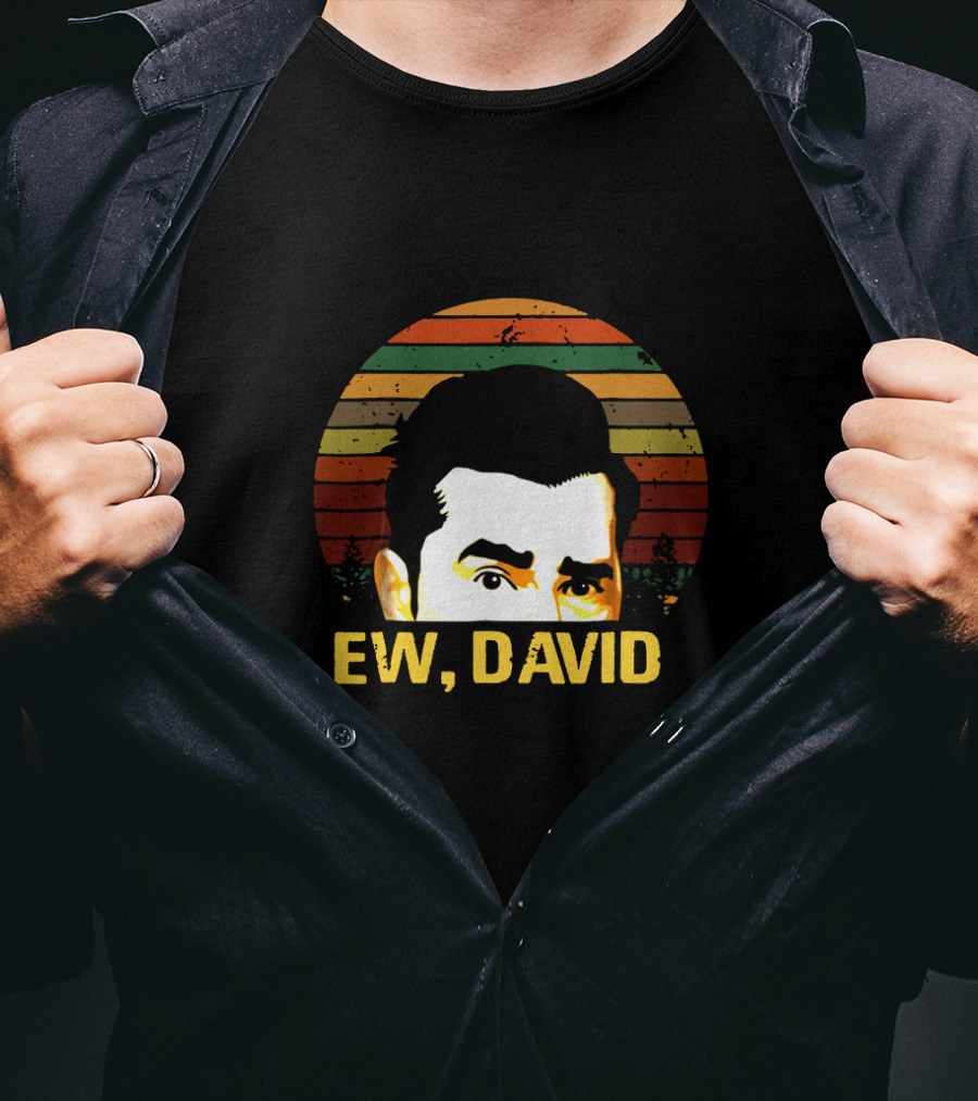 Retro Ew David Rose Multicolor Stripes Portrait T-Shirt