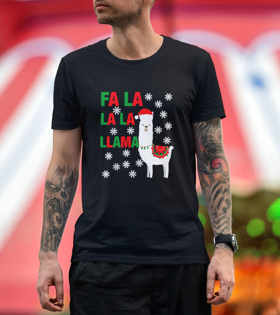 Fa La La La Llama Christmas Snowflake Holiday T-Shirt