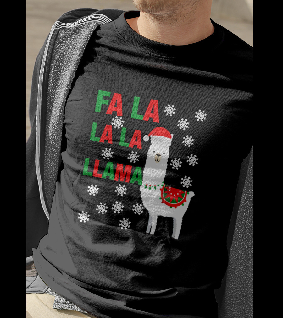 Fa La La La Llama Christmas Snowflake Holiday T-Shirt