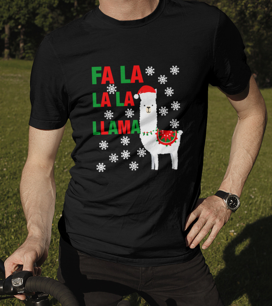 Fa La La La Llama Christmas Snowflake Holiday T-Shirt