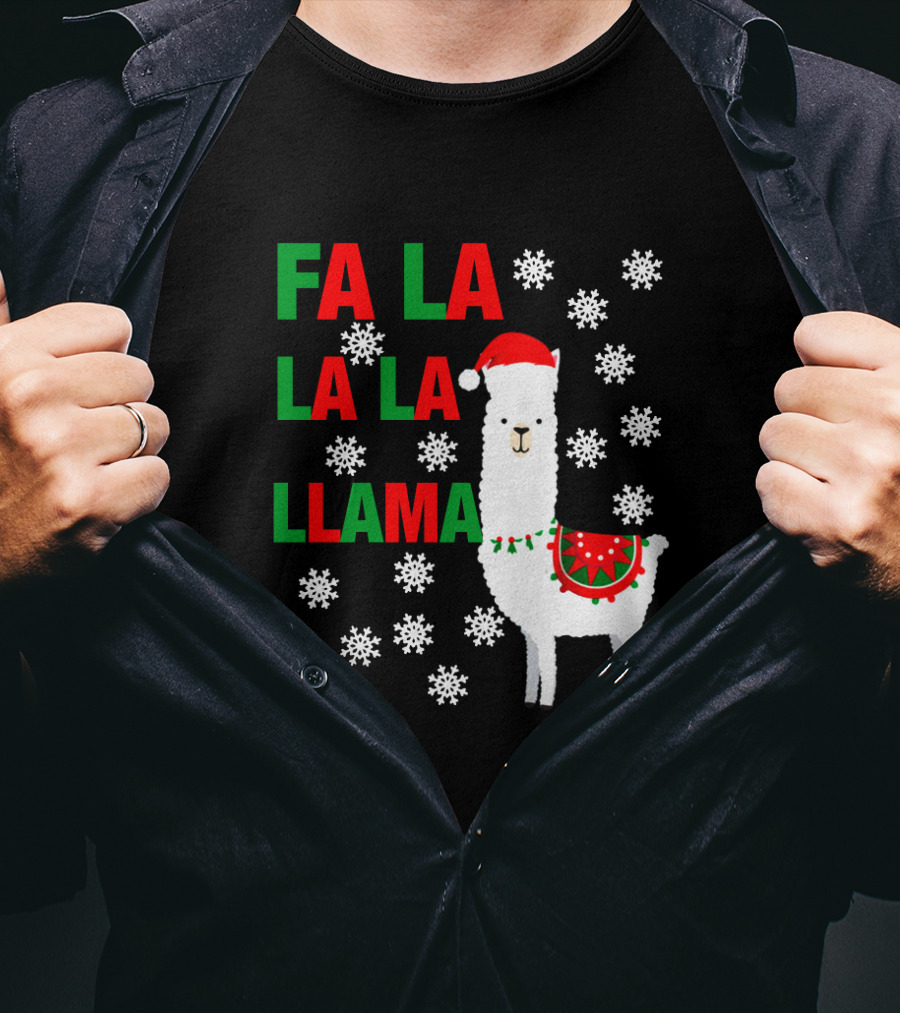 Fa La La La Llama Christmas Snowflake Holiday T-Shirt
