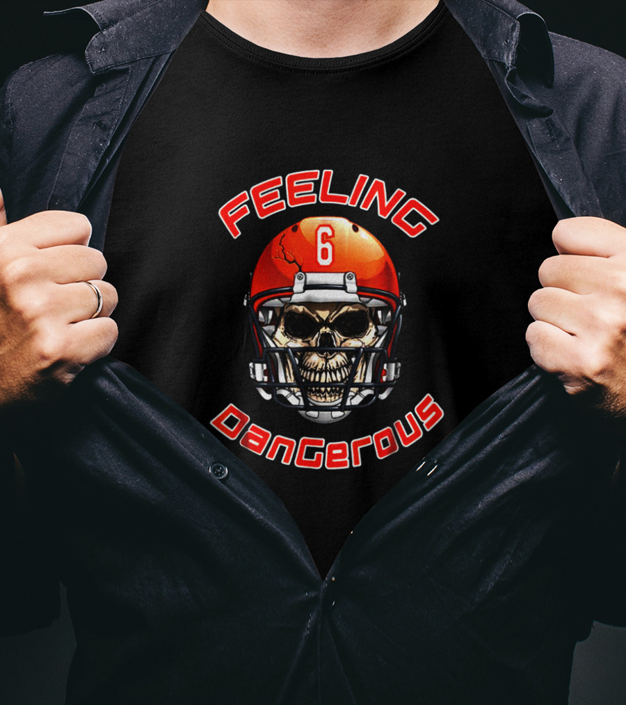 Feeling Dangerous Football Skull Helmet T-Shirt