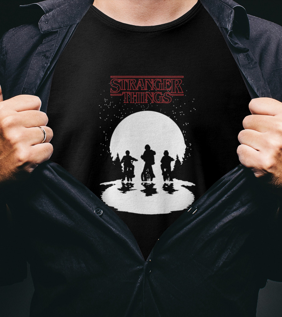 Stranger Things Moonlight Bike Adventure Silhouette T-Shirt