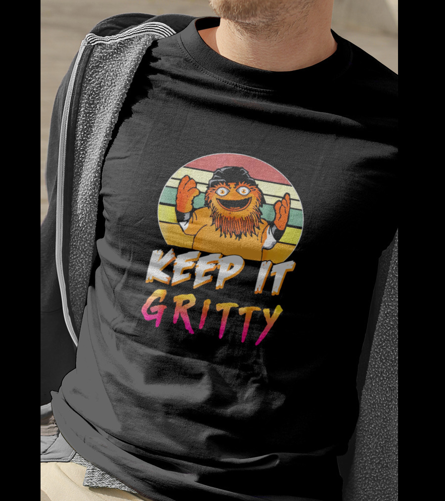 Keep It Gritty Vintage-Style Retro Colors With Orange Furry Character T-Shirt