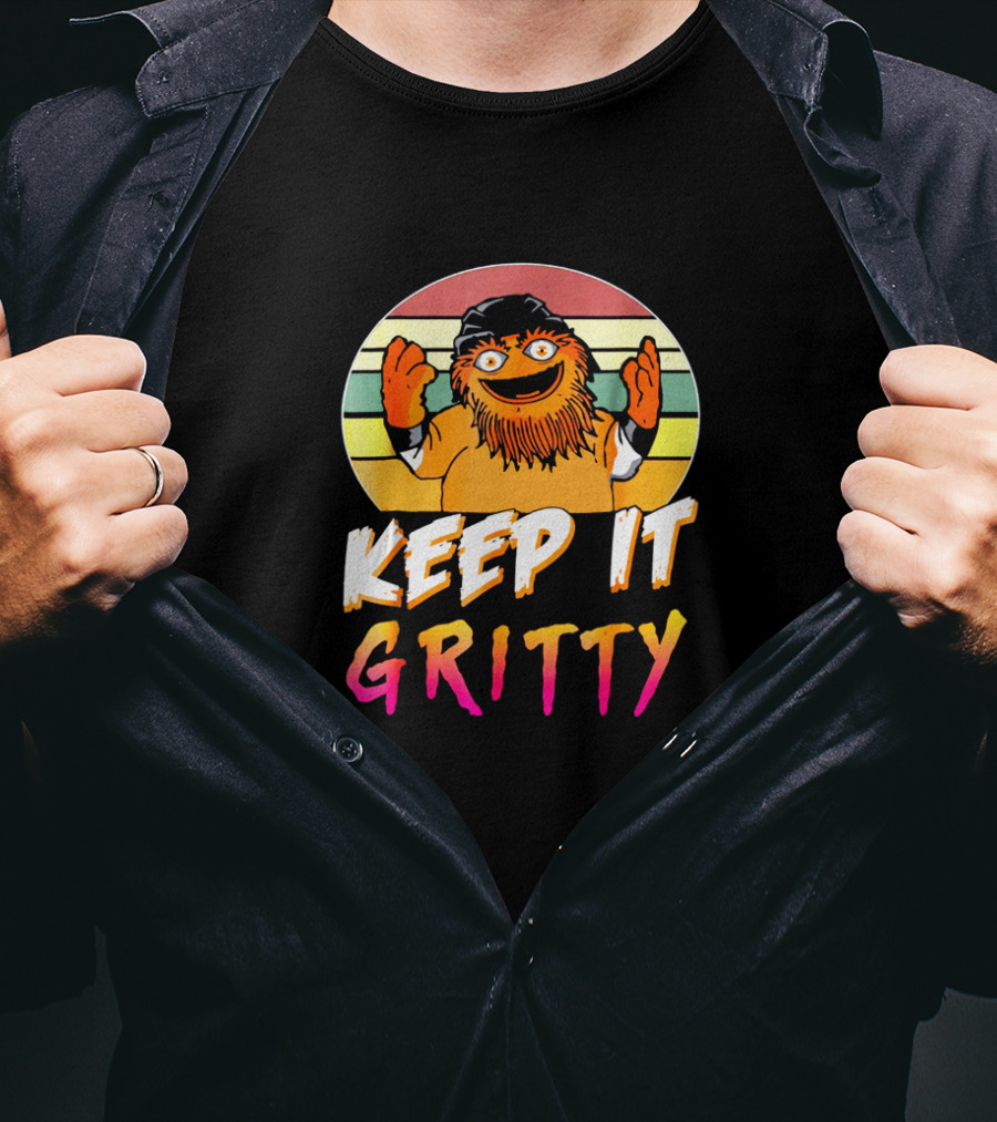 Keep It Gritty Vintage-Style Retro Colors With Orange Furry Character T-Shirt