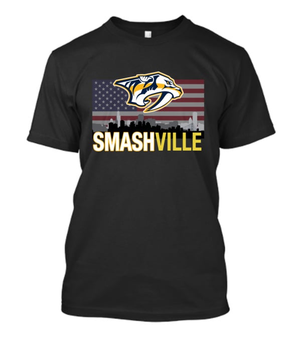 Smashville Midnight Skyline American Flag Predators T-Shirt