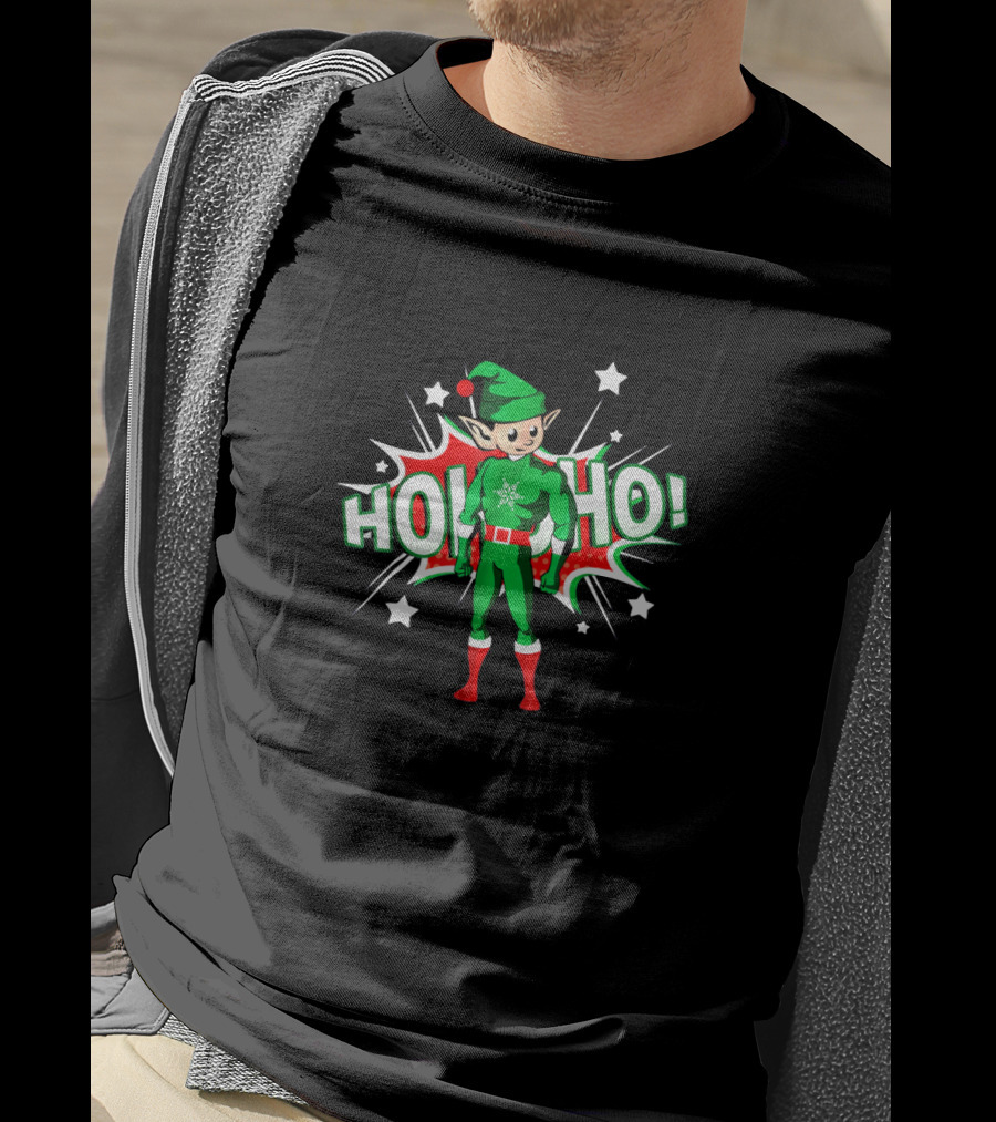 Ho Ho Superhero Elf Holiday Festive Costume Explosion T-Shirt