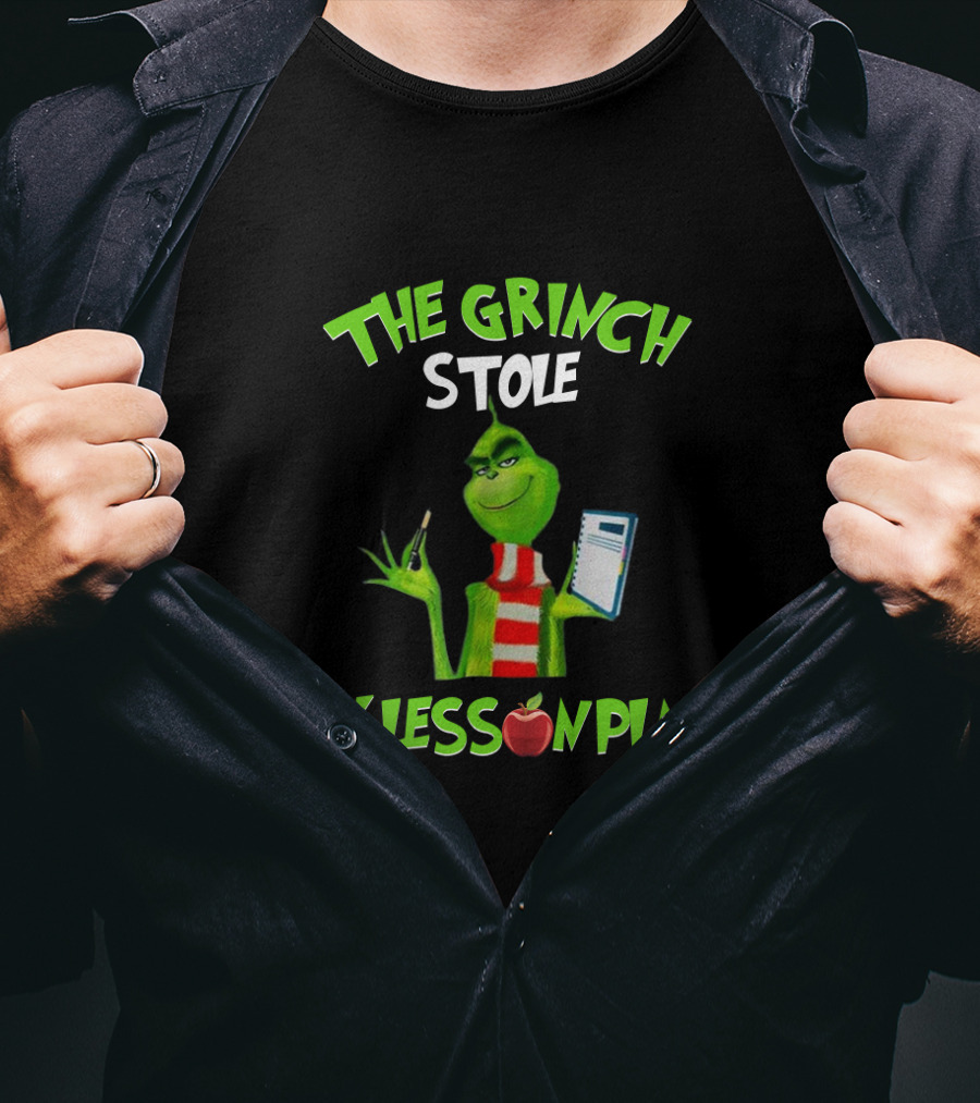 The Grinch Stole My Lesson Plan Teacher Fun Holiday T-Shirt