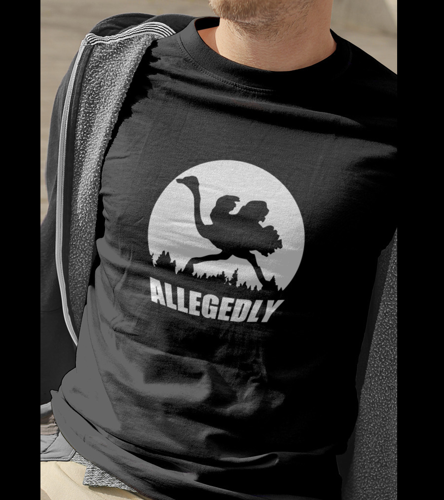Allegedly Vintage Ostrich Bigfoot Silhouette Forest Moon T-Shirt
