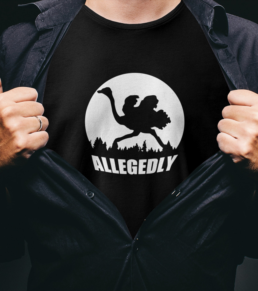 Allegedly Vintage Ostrich Bigfoot Silhouette Forest Moon T-Shirt