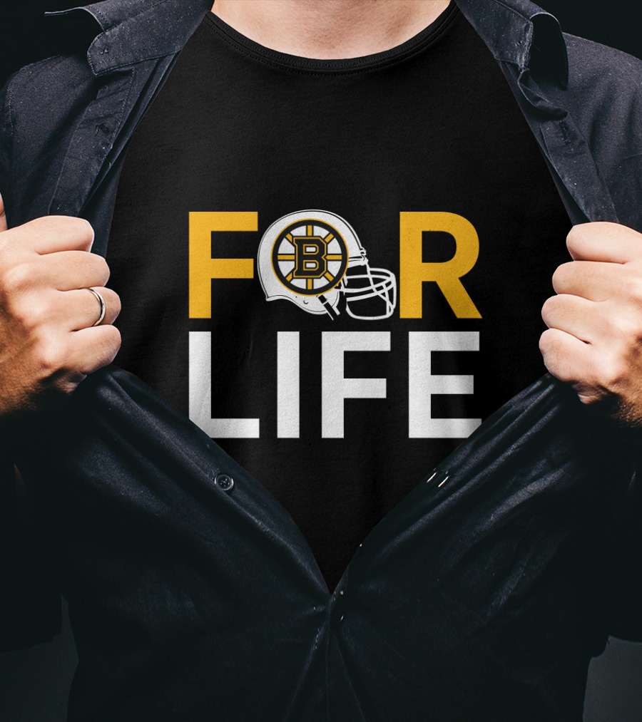 Boston Bruins Helmet For Life T-Shirt