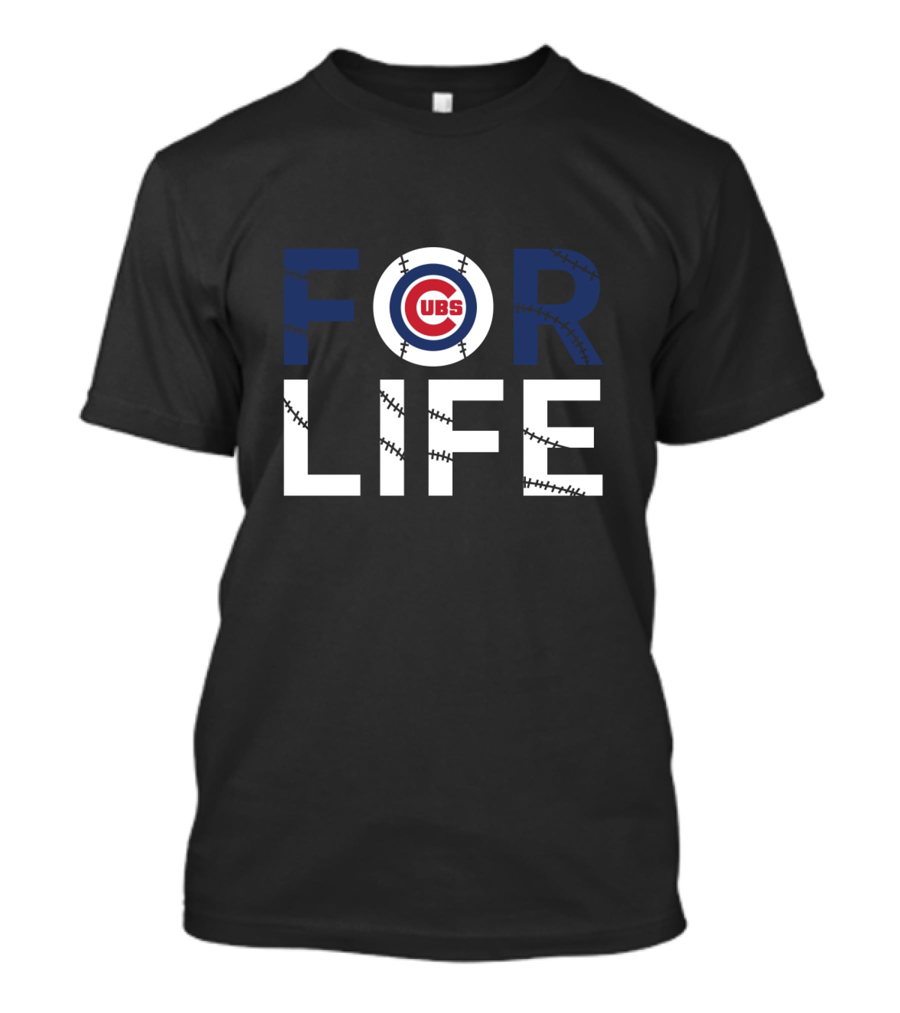 Cubs Baseball Stitching Logo Chicago Cubs For Life T-Shirt