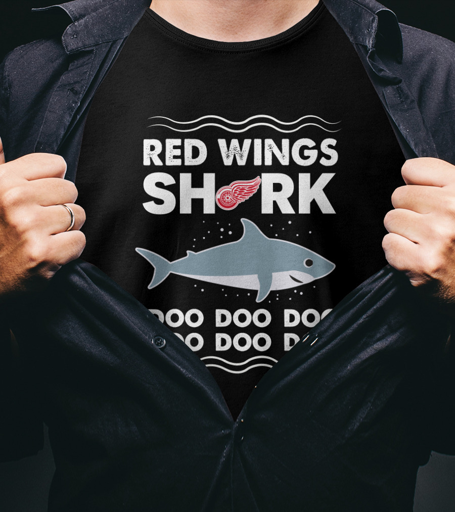 Red Wings Shark Doo Doo Detroit Hockey Fan Song With Shark T-Shirt