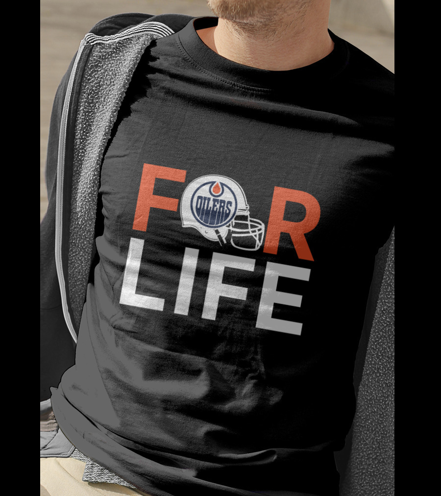Edmonton Oilers For Life Football Helmet Logo T-Shirt