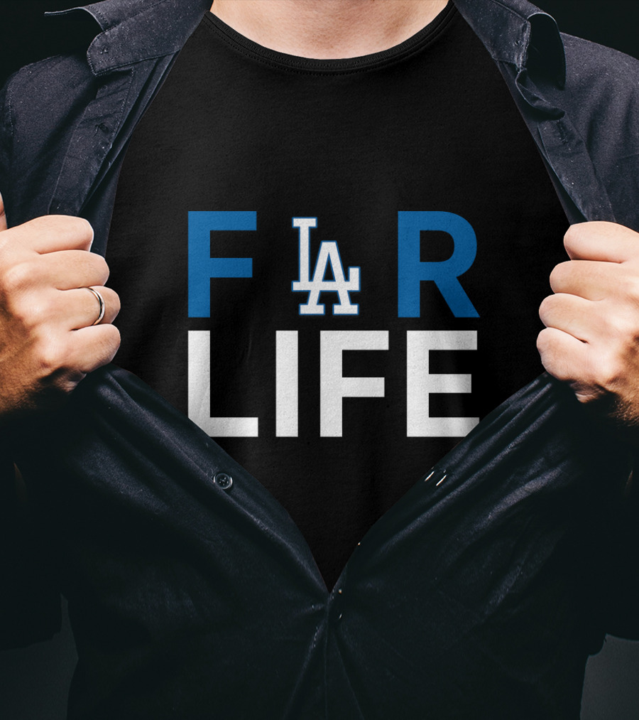 LA Dodgers For Life Fan Tribute Text T-Shirt