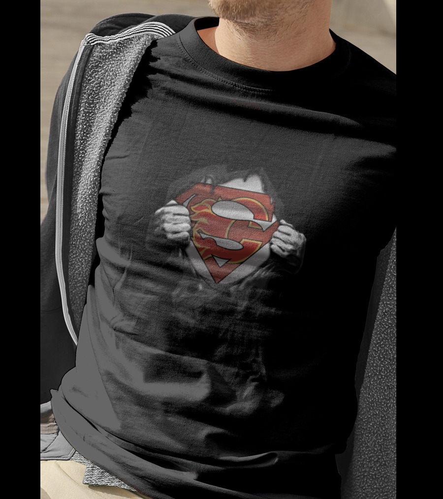 Calgary Flames Superman Logo Mashup For Fans T-Shirt