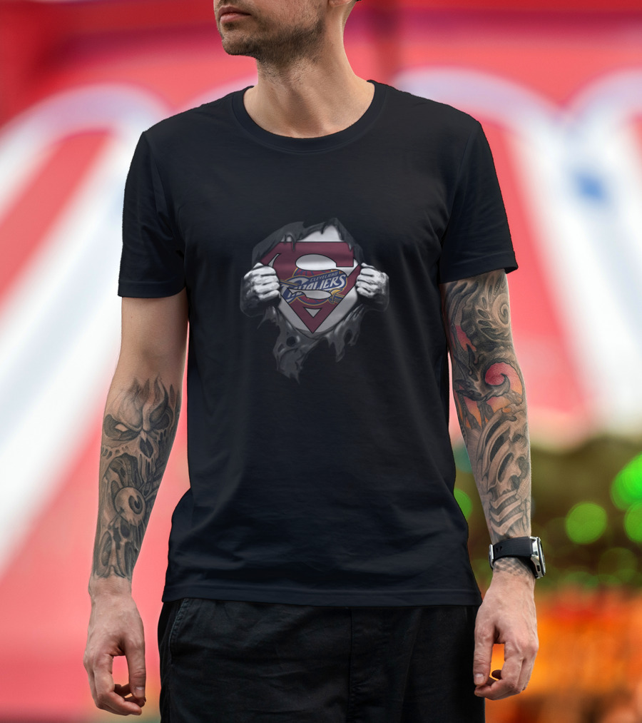 Cleveland Cavaliers Superman Logo Chest Reveal Fan Crossover T-Shirt