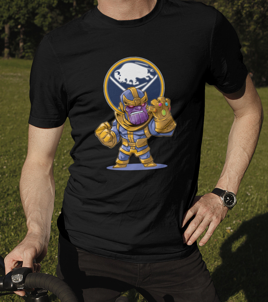 Thanos Holding Infinity Gauntlet In Front Of Buffalo Sabres T-Shirt