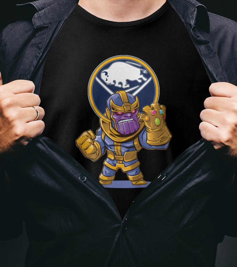 Thanos Holding Infinity Gauntlet In Front Of Buffalo Sabres T-Shirt