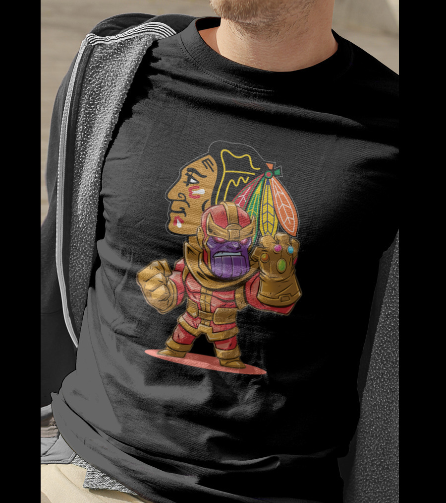 Thanos In Chicago Blackhawks Uniform With Infinity Gauntlet T-Shirt