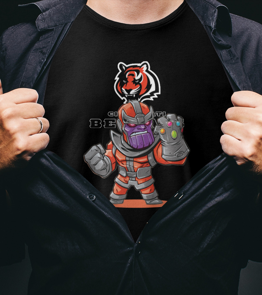 Cincinnati Bengals Thanos Fan Crossover With Gauntlet And Team T-Shirt