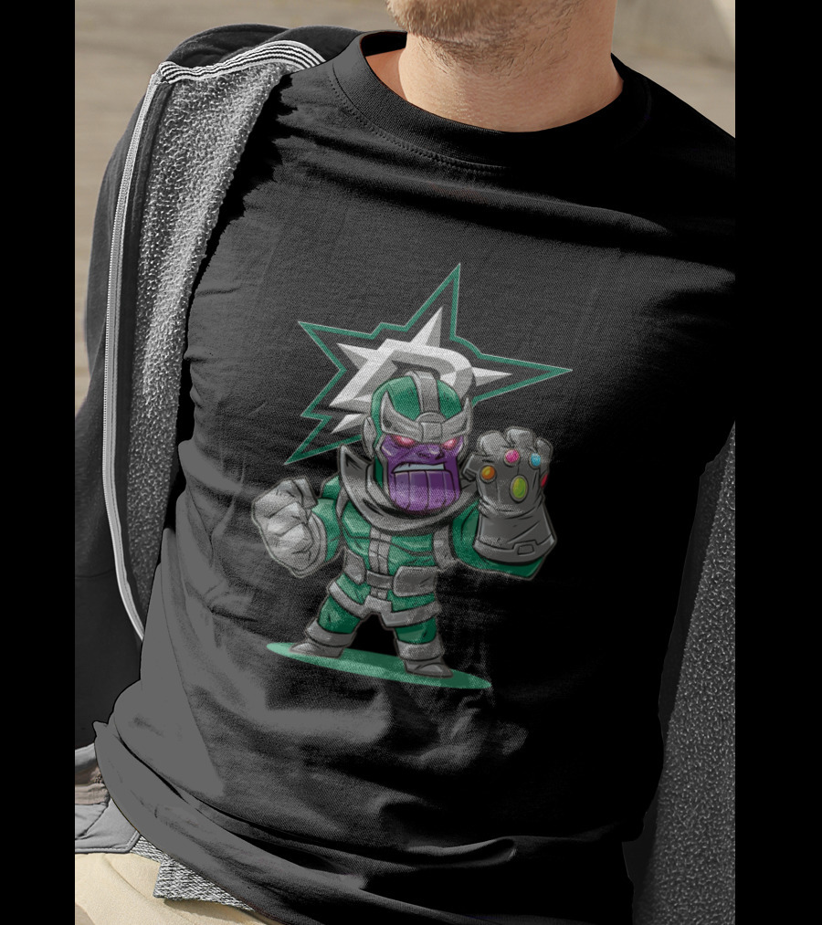 Dallas Stars Hockey Fans Thanos Mashup Infinity Gauntlet T-Shirt