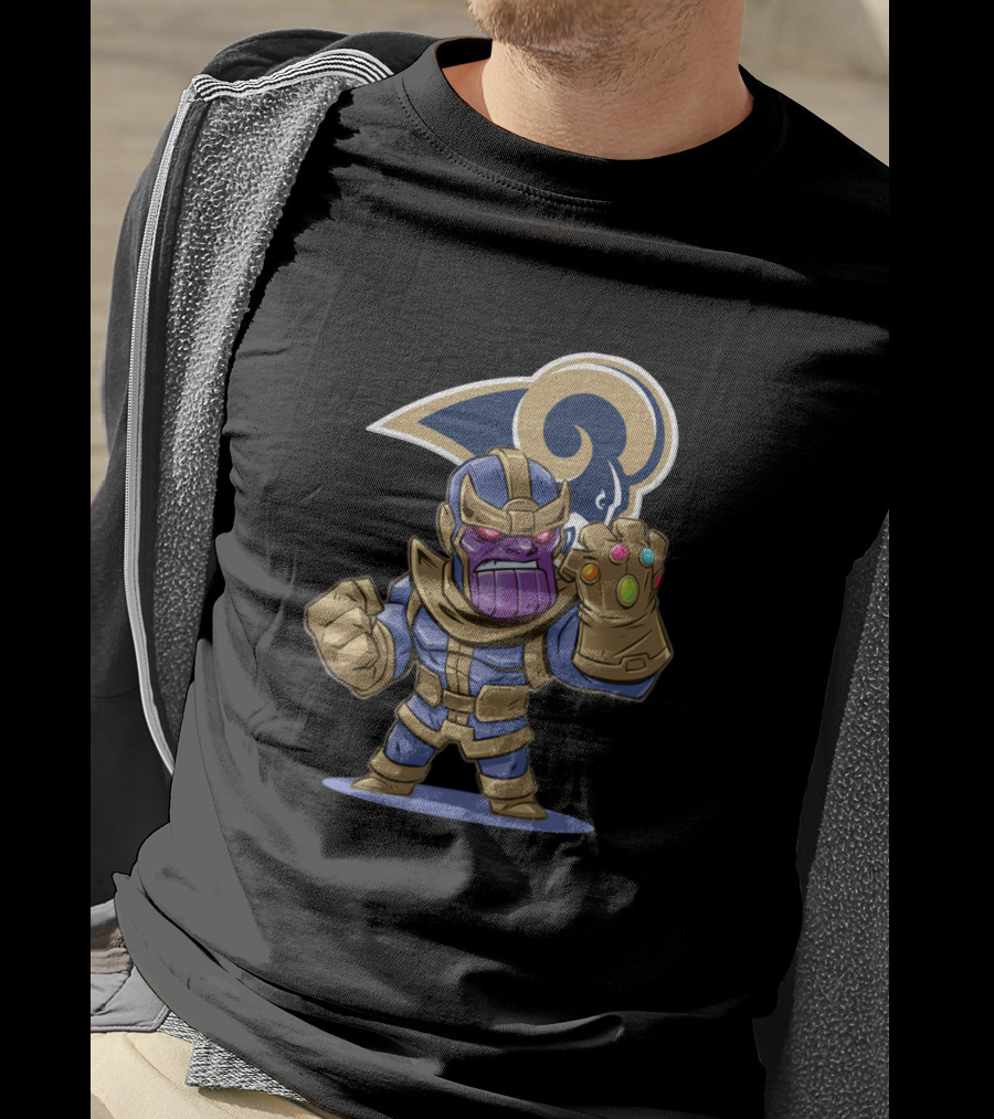 Thanos Los Angeles Rams Fan Crossover With Infinity Gauntlet T-Shirt