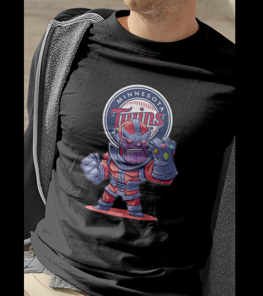 Minnesota Twins Baseball Fans Meet Thanos In Comic Style Crossover T-Shirt