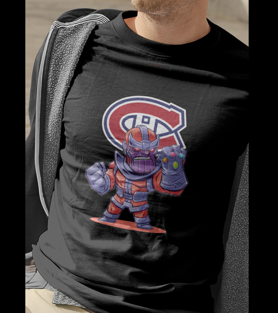Thanos Montreal Canadiens Logo Mashup With Infinity Gauntlet T-Shirt