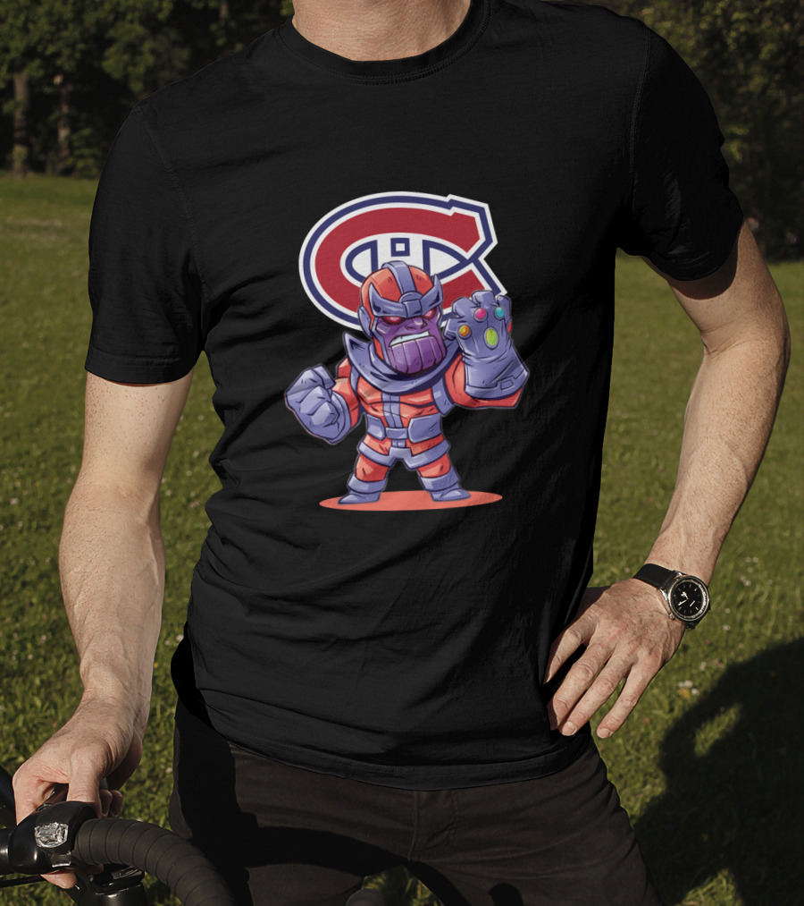 Thanos Montreal Canadiens Logo Mashup With Infinity Gauntlet T-Shirt