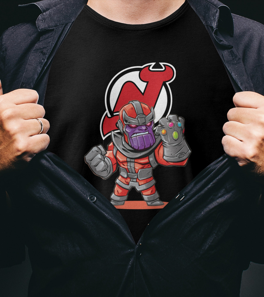 Thanos Infinity Gauntlet Meets New Jersey Devils NHL Fan T-Shirt