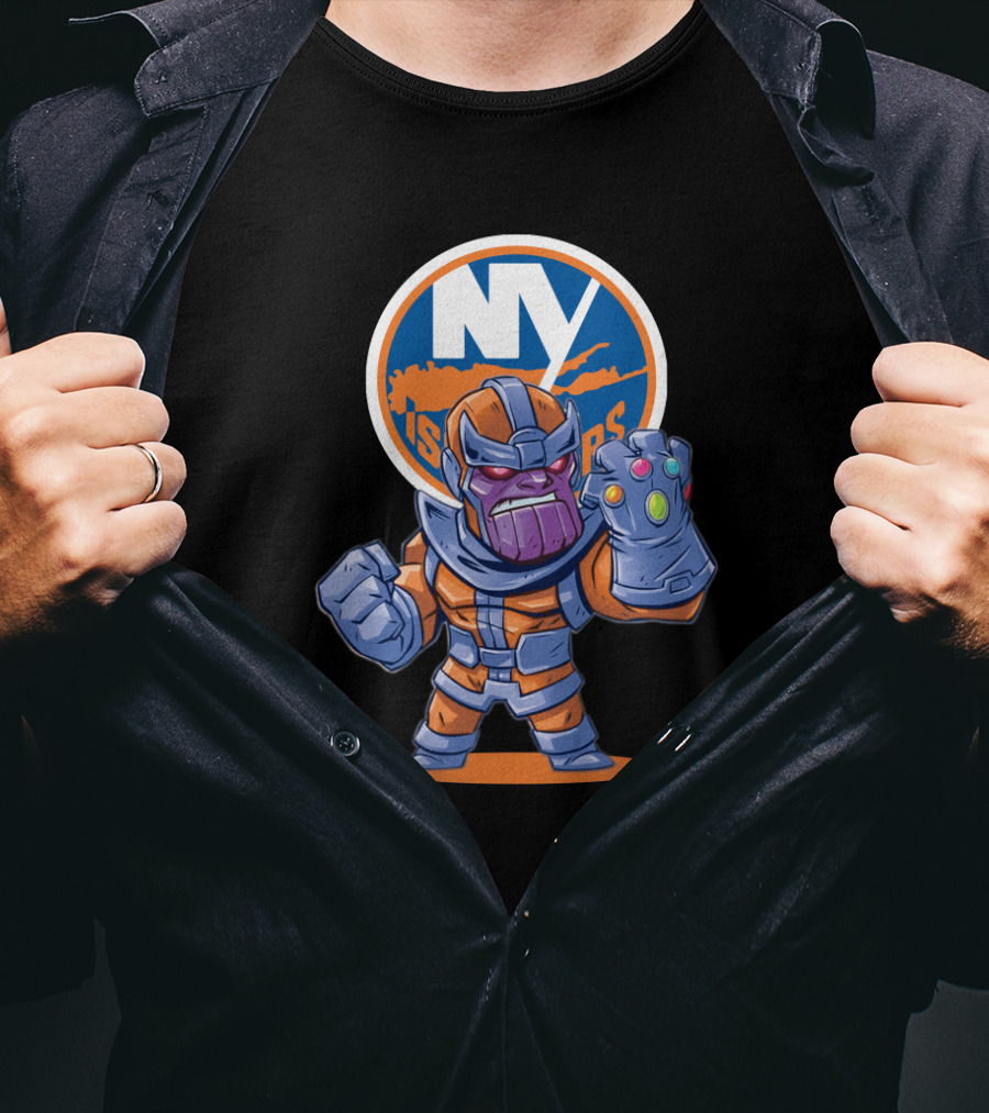 NY Islanders Thanos Fan Art With Infinity Gauntlet And Team T-Shirt