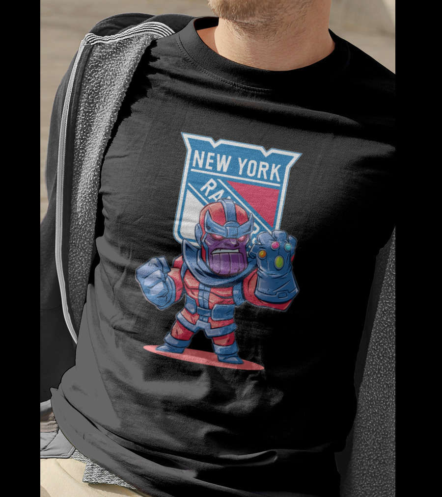 Thanos New York Rangers NHL Crossover With Infinity Gauntlet T-Shirt