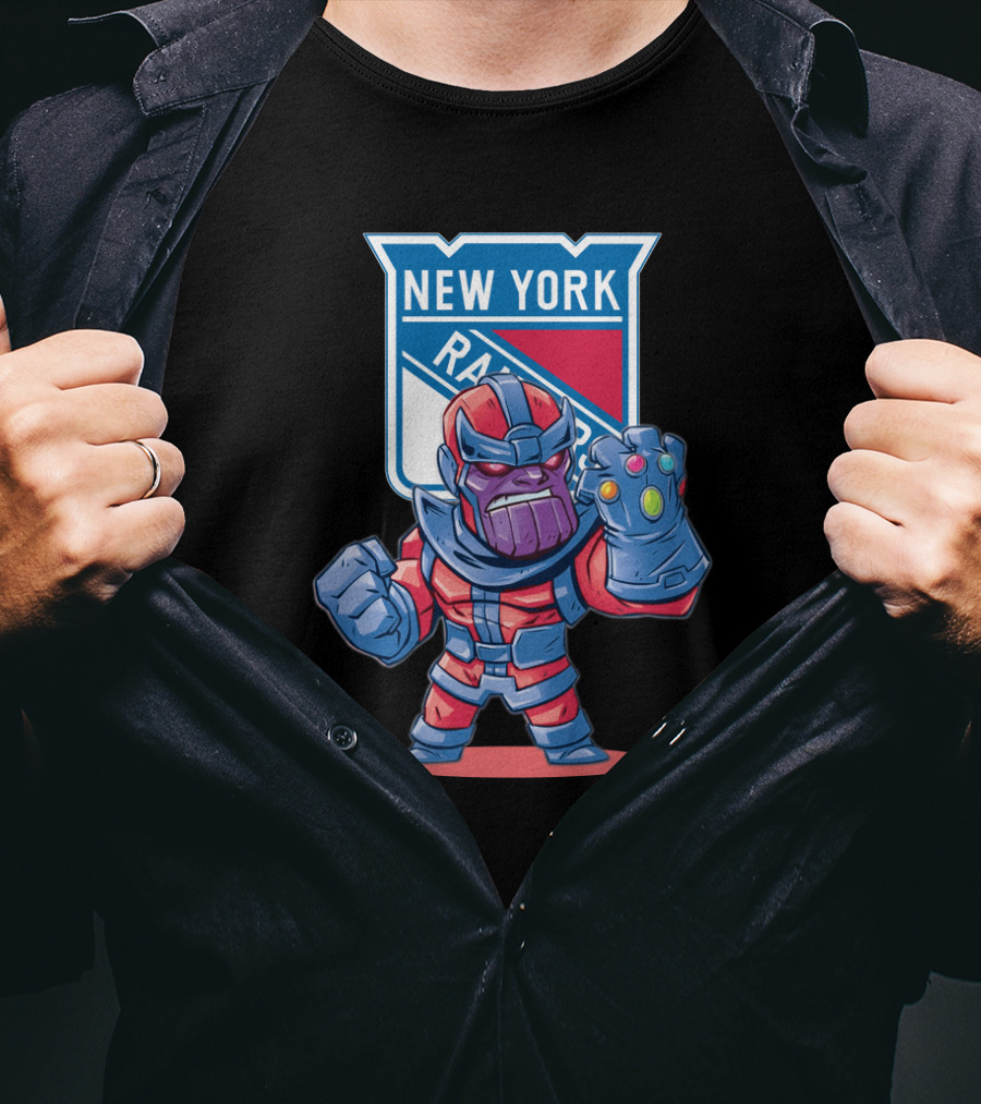 Thanos New York Rangers NHL Crossover With Infinity Gauntlet T-Shirt