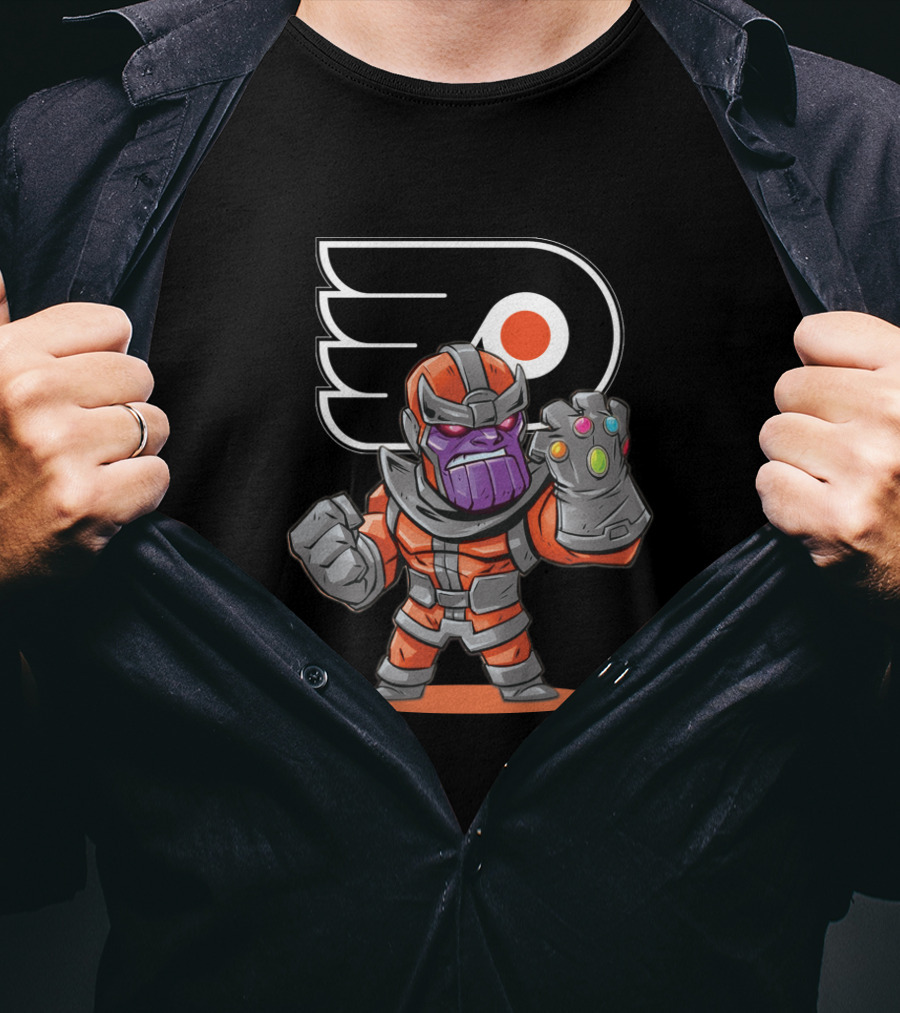 Thanos Philadelphia Flyers Fans Mashup With Infinity Gauntlet T-Shirt
