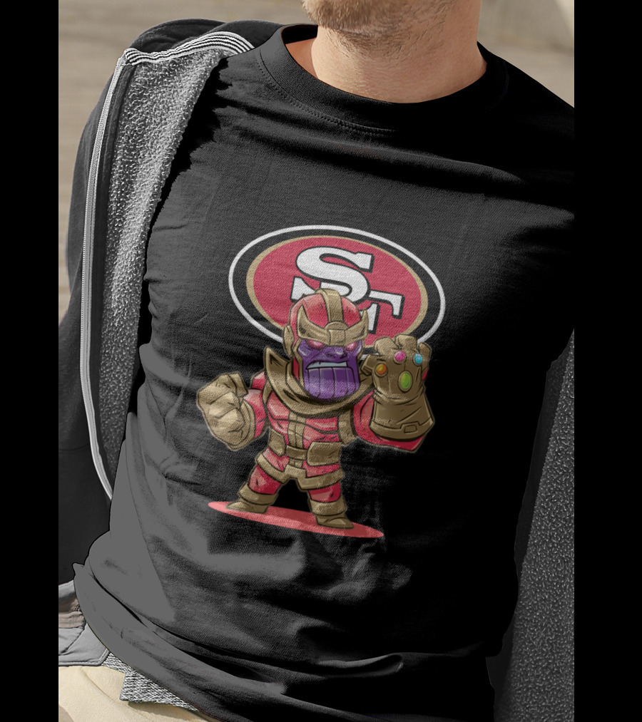 Thanos In San Francisco 49ers Colors With Infinity Gauntlet T-Shirt