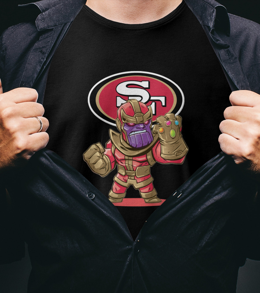 Thanos In San Francisco 49ers Colors With Infinity Gauntlet T-Shirt