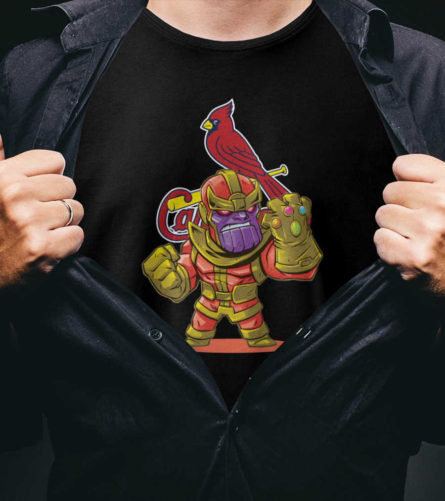 Thanos Infinity Gauntlet Meets St. Louis Cardinals Baseball Fan T-Shirt