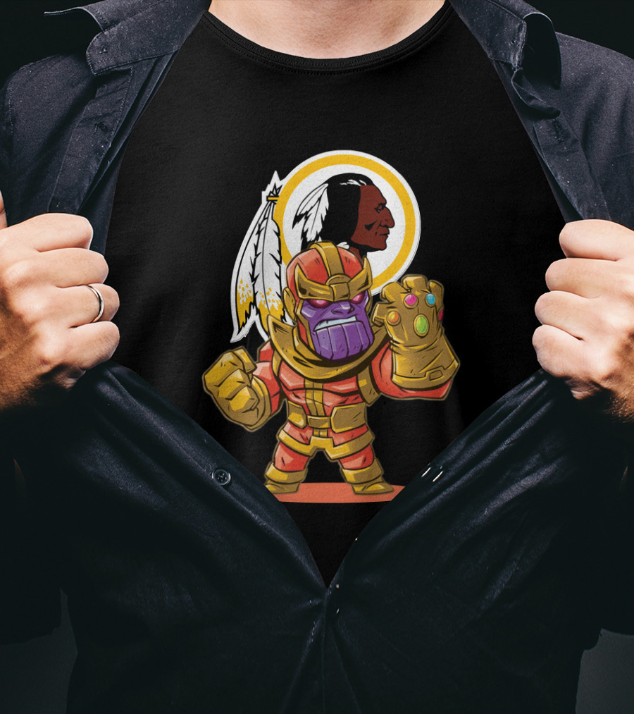 Thanos In Washington Redskins Colors With Infinity Gauntlet T-Shirt