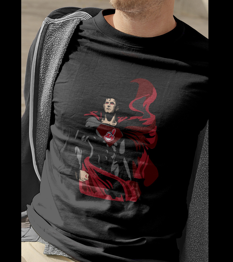Cleveland Indians Superman Style Hero Red Cape Iconic T-Shirt