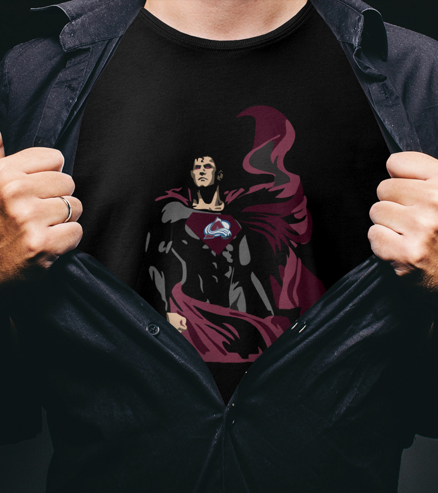 Colorado Avalanche Superman Inspired Cape Emblem Hero Iconic Fan T-Shirt