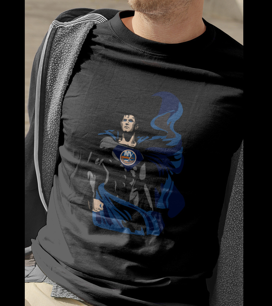 Superman NY Islanders NHL Superhero Crossover T-Shirt