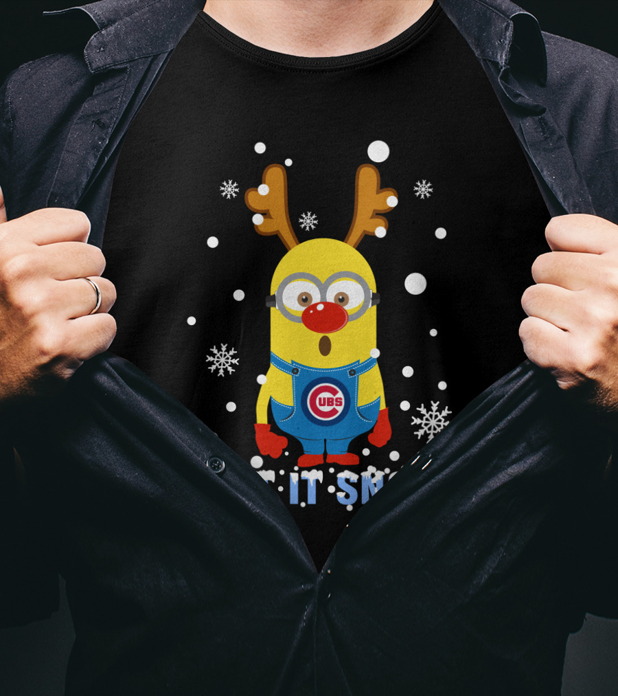 Chicago Cubs Minion Reindeer Let It Snow Christmas Fans T-Shirt