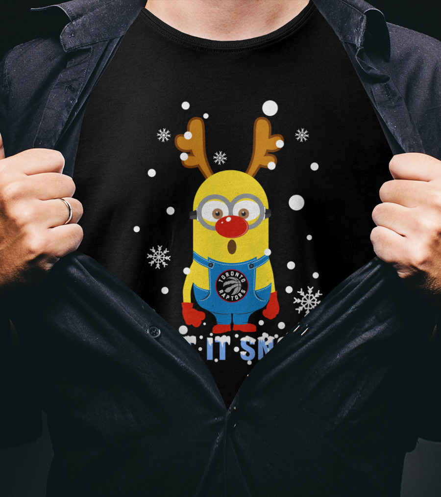 Let It Snow Toronto Raptors Minion Reindeer Fan Christmas T-Shirt