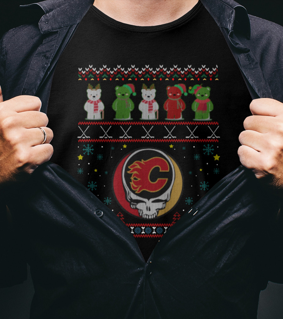 Calgary Flames Grateful Dead Bears Christmas T-Shirt
