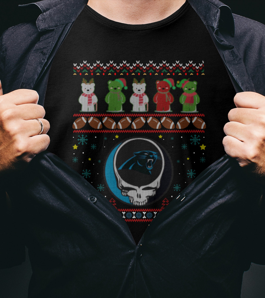 Carolina Panthers Grateful Dead Bears Christmas T-Shirt