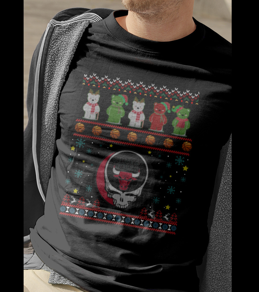 Chicago Bulls Bears Grateful Dead Christmas T-Shirt