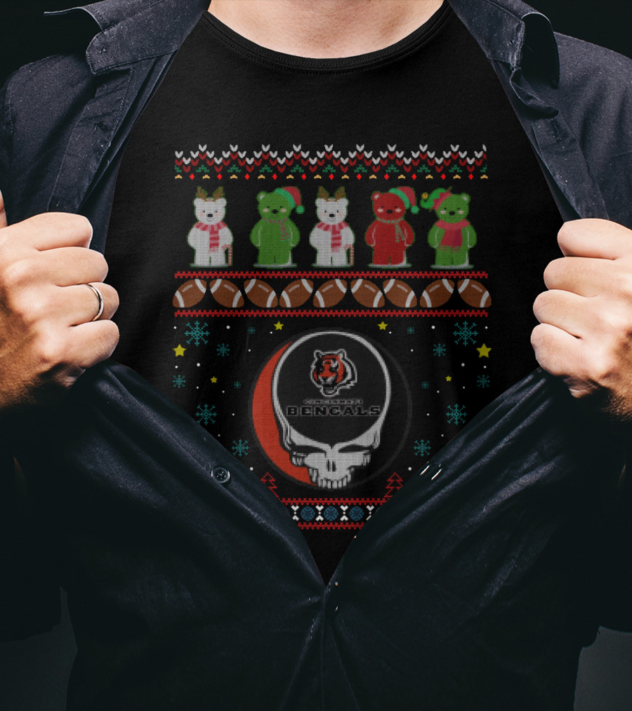 Cincinnati Bengals Grateful Dead Bears Christmas T-Shirt
