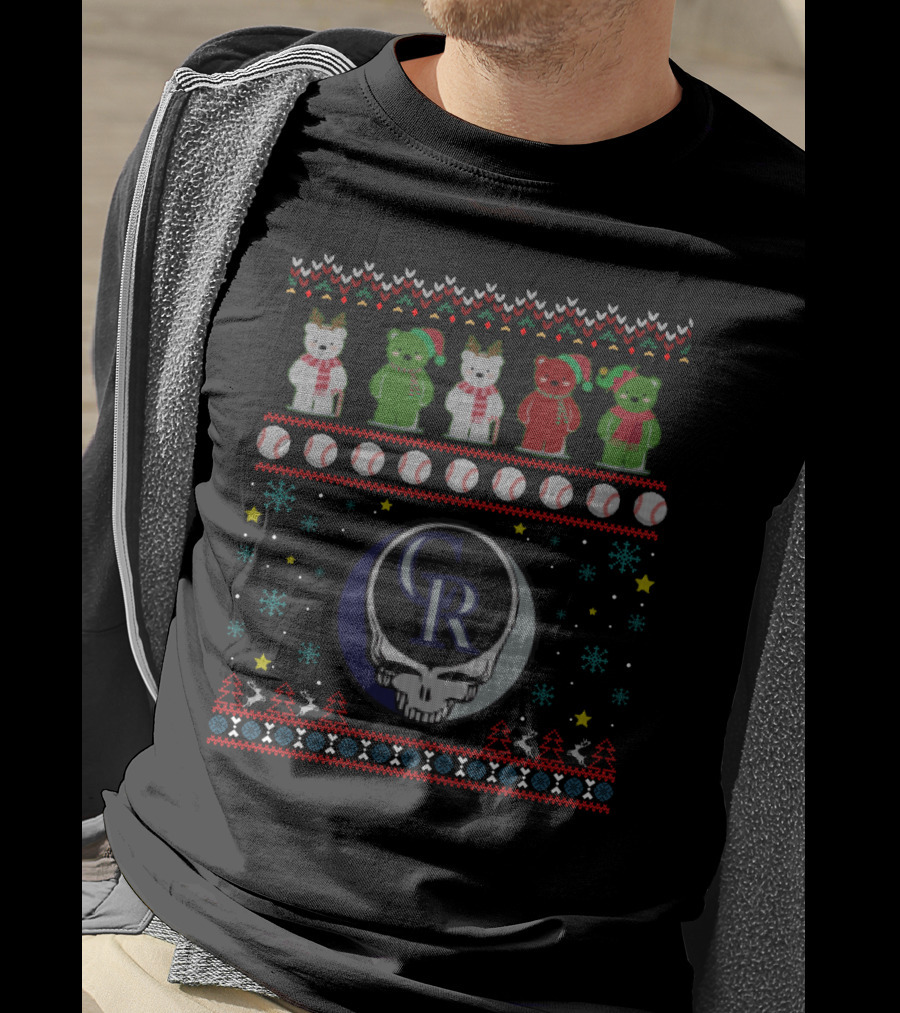 Colorado Rockies Grateful Dead Bears Holiday T-Shirt
