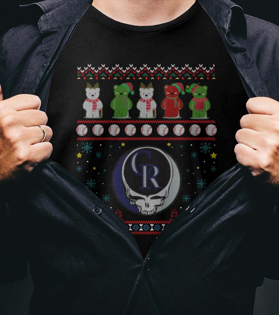 Colorado Rockies Grateful Dead Bears Holiday T-Shirt